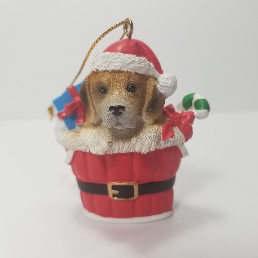 Beagle Dog Puppy Xmas Ornament Santa Hat Gift New